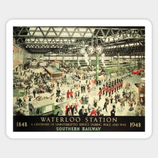 ENGLAND Old Waterloo Train Station Advertisement Vintage Railway Sticker